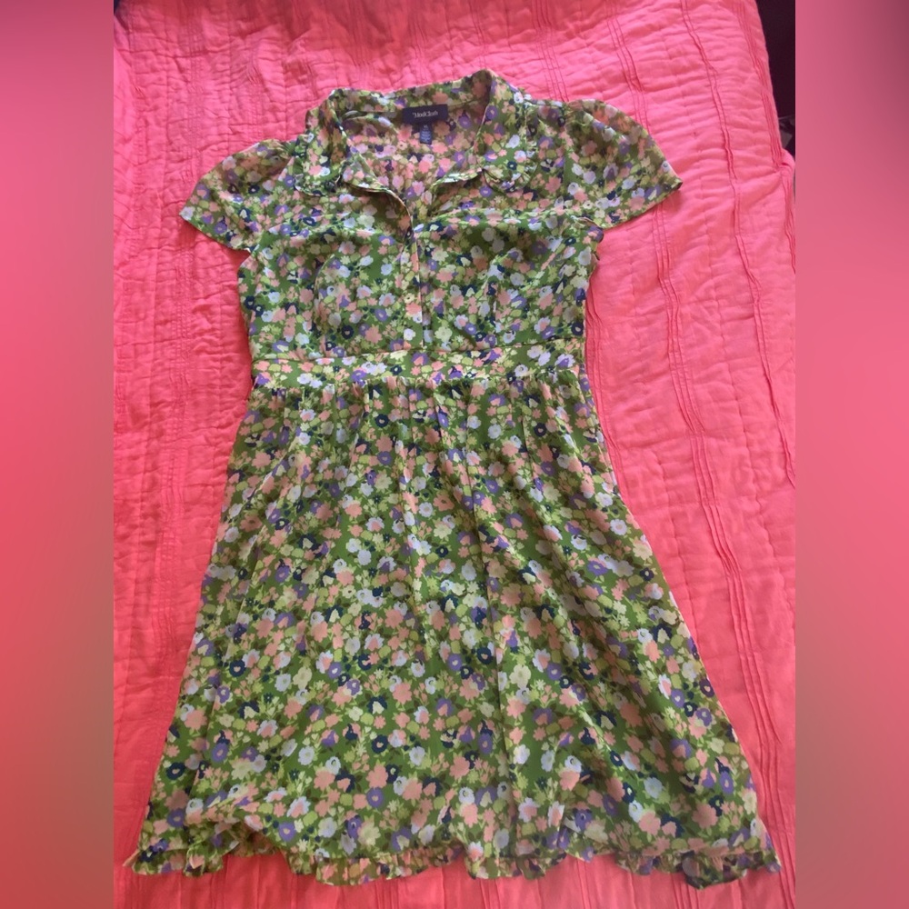 Modcloth Vibrant Green Floral Dress